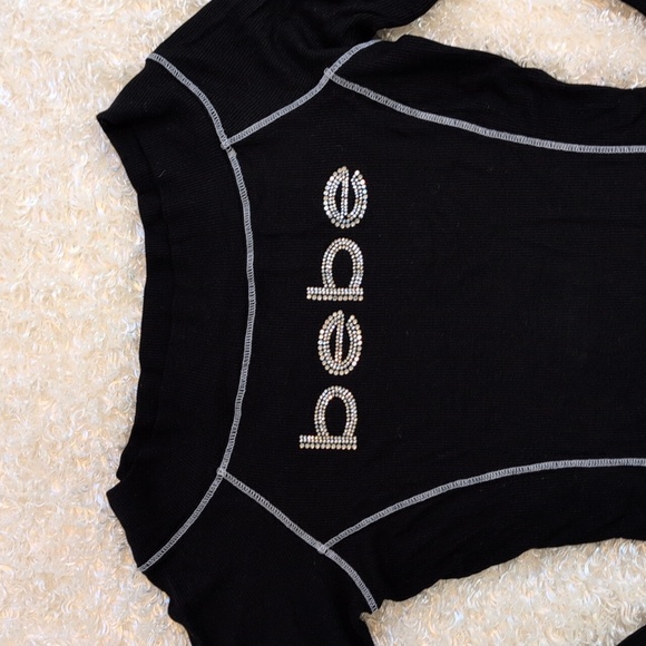 Darling! Bebe Black Long Sleeve Top M - Picture 2 of 5